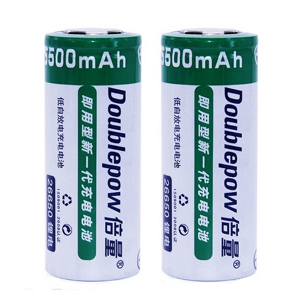 Doublepow 26650 5500mAh Li-on Rechargeable Flat Head Battery